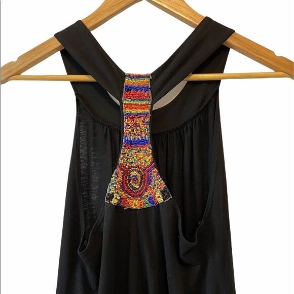 M USA Black Beaded Racer Back Scoop Neck Tank L - Picture 3 of 8
